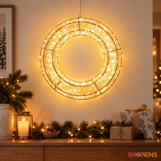 Coroniță luminoasă de Crăciun cu 400 LED-uri alb cald, 30 cm | Shopiens