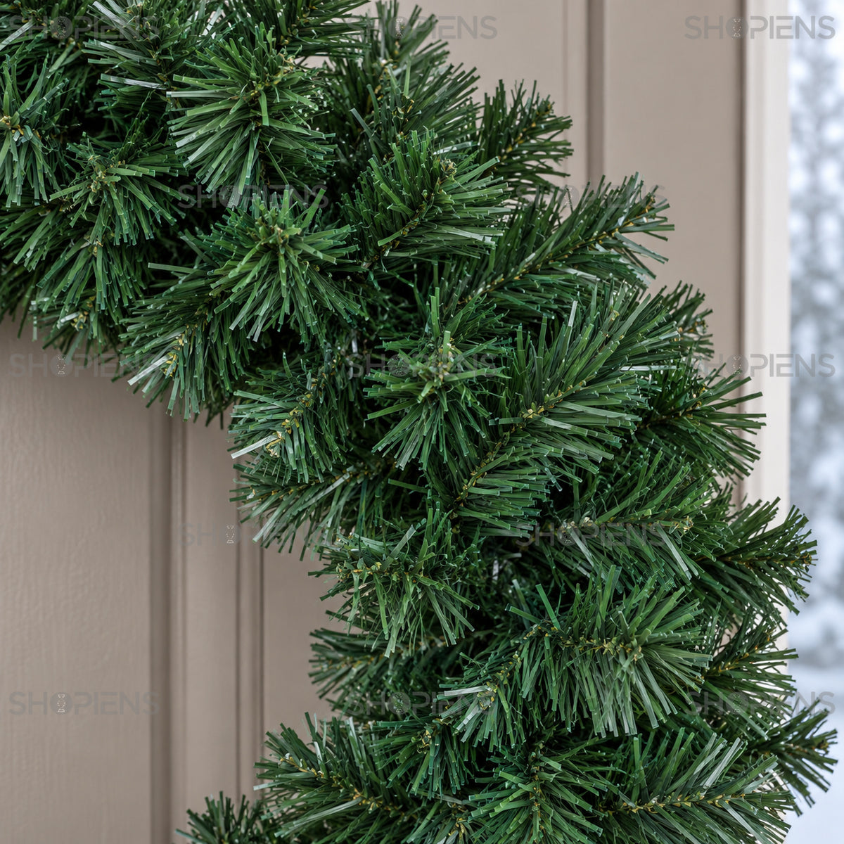 Coroniță verde pentru ușă, Ø60 cm, detaliu al crenguțelor și volumului, decor neinclus | Shopiens®