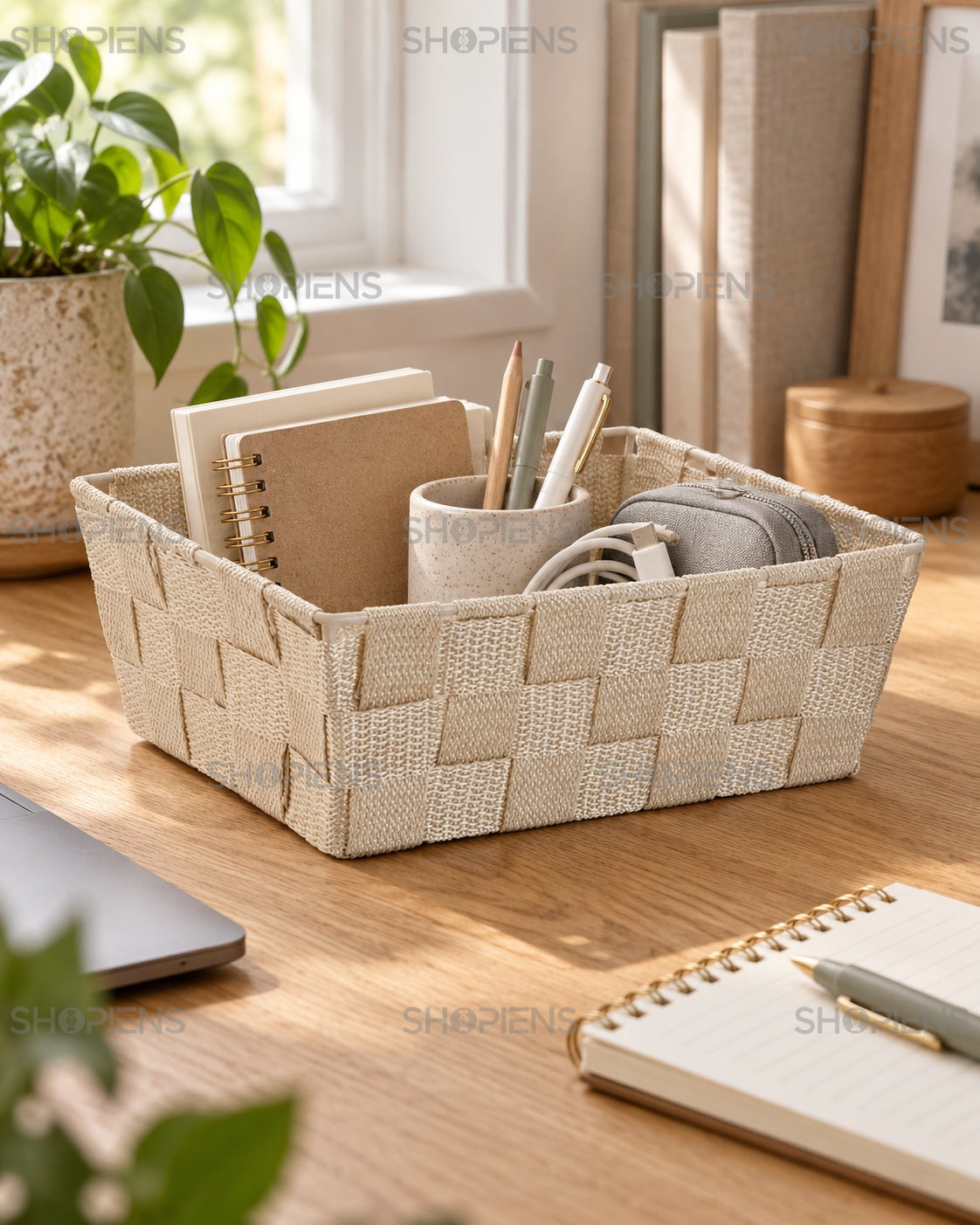 Coș Bej Dreptunghiular pentru Organizare, 22 cm
