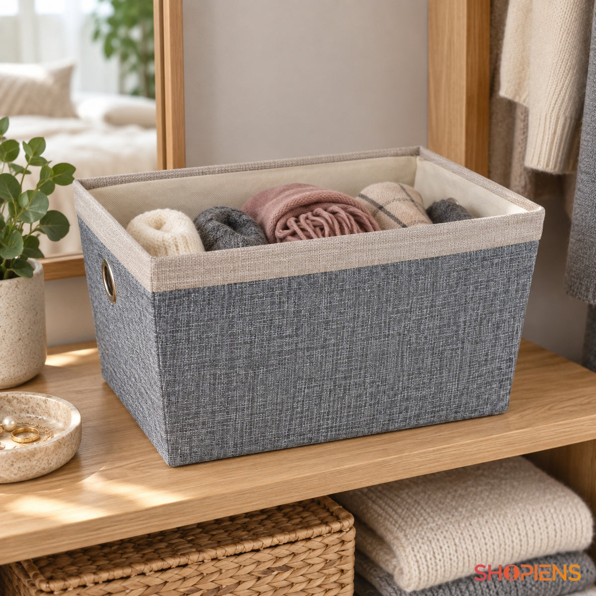 Coș de organizare gri-bej, 36 cm