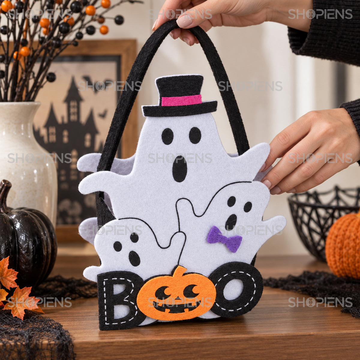 Coș Decorativ Fantome BOO, 22 Cm