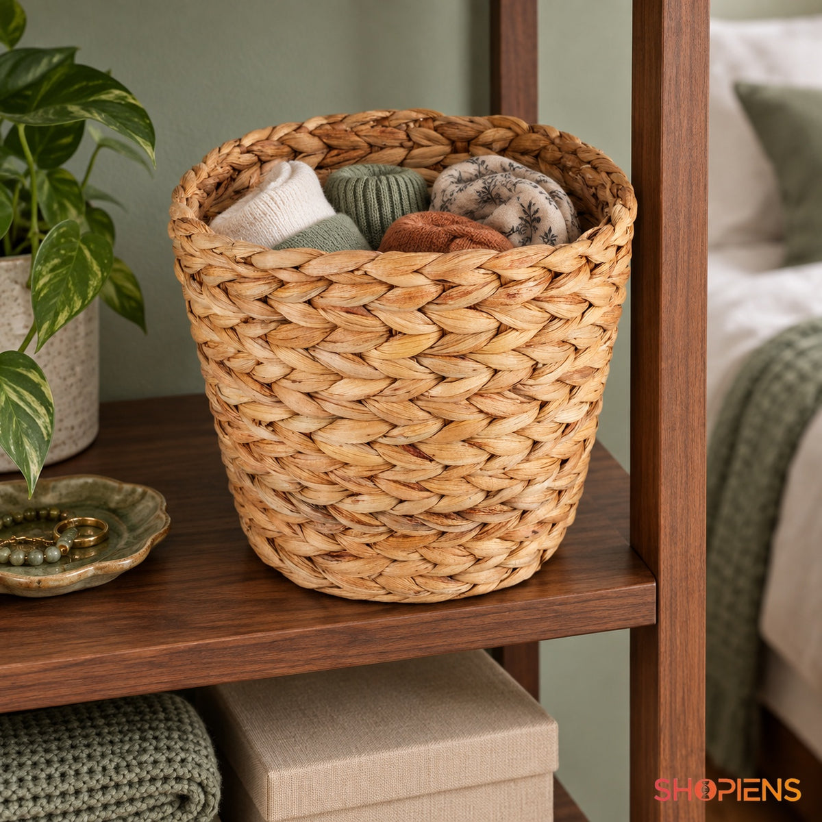 Coș din zambilă de apă pentru depozitare