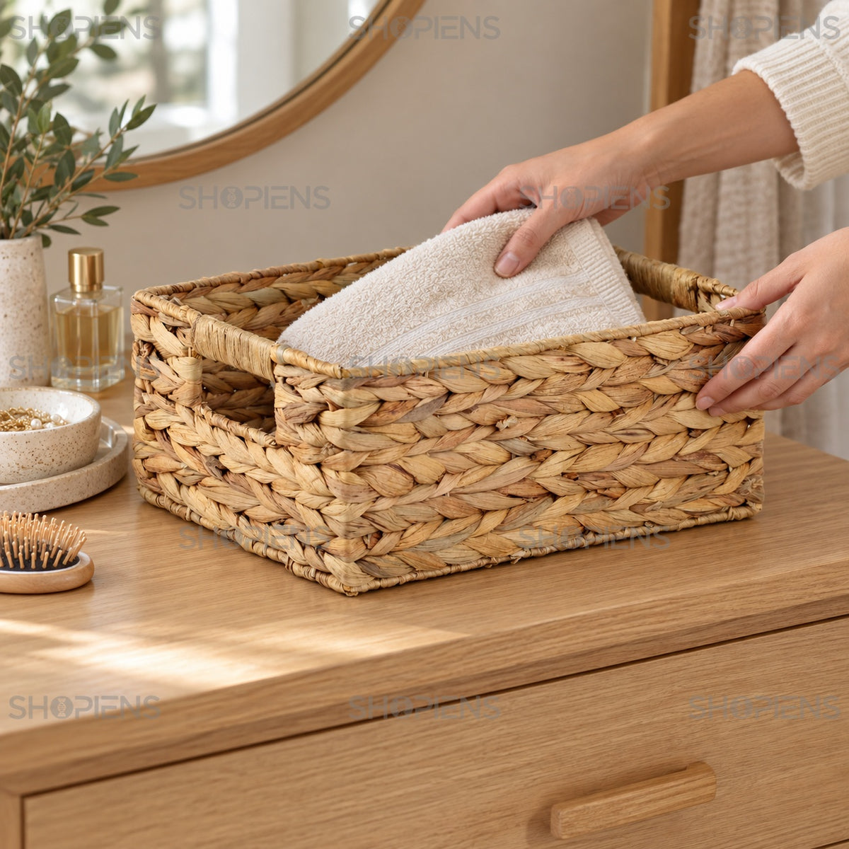 Coș împletit pentru raft și textile, 31 cm