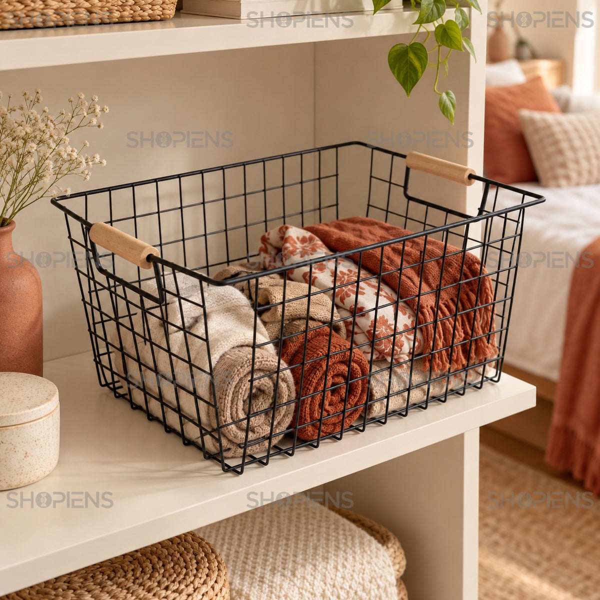 Coș mare negru pentru textile, 39,5 cm