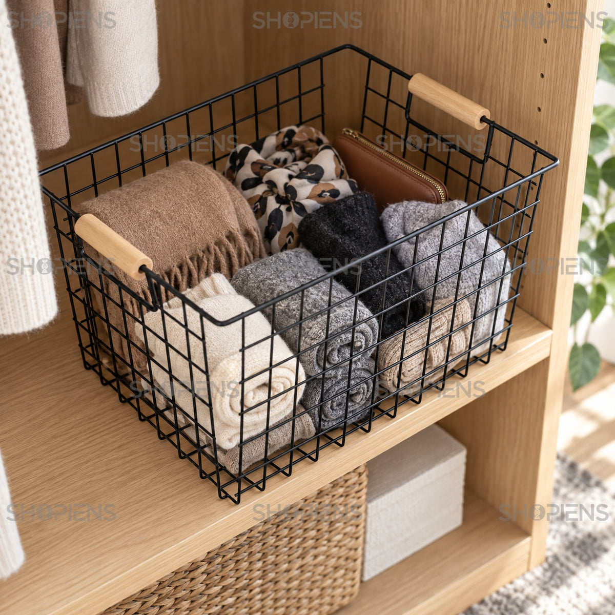 Coș mare negru pentru textile, 39,5 cm