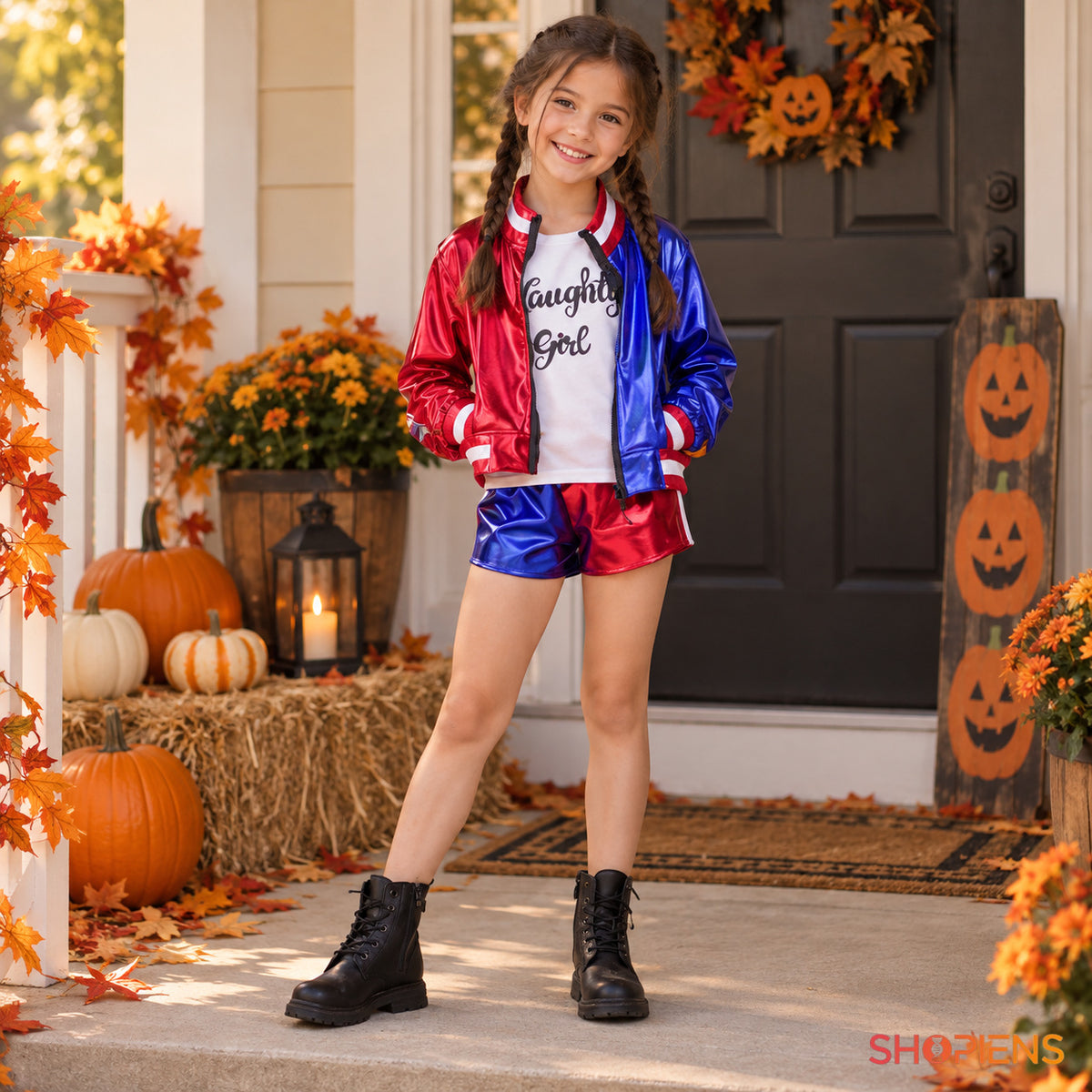 Costum Harley Quinn Pentru Fete, 8–10 Ani