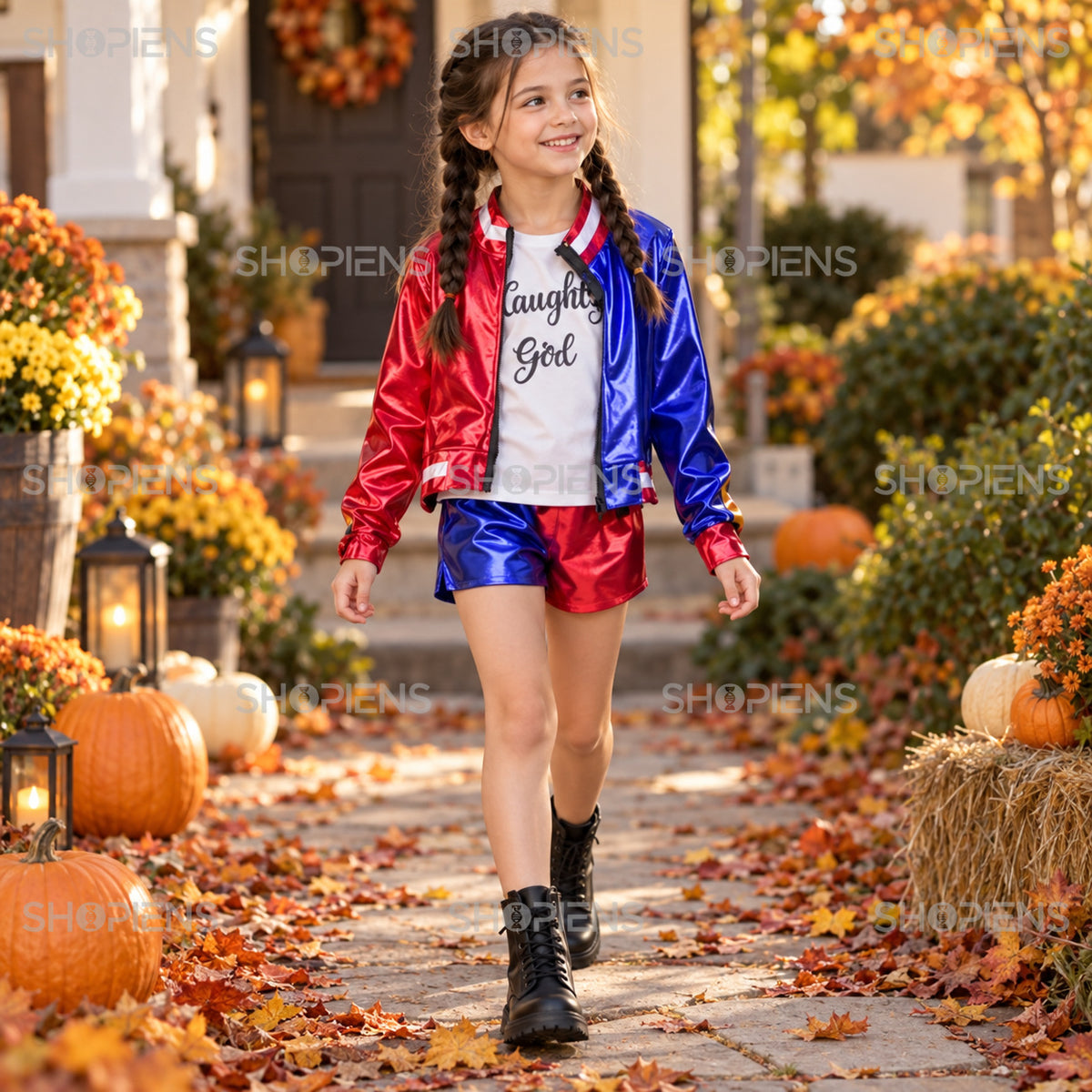 Costum Harley Quinn Pentru Fete, 8–10 Ani