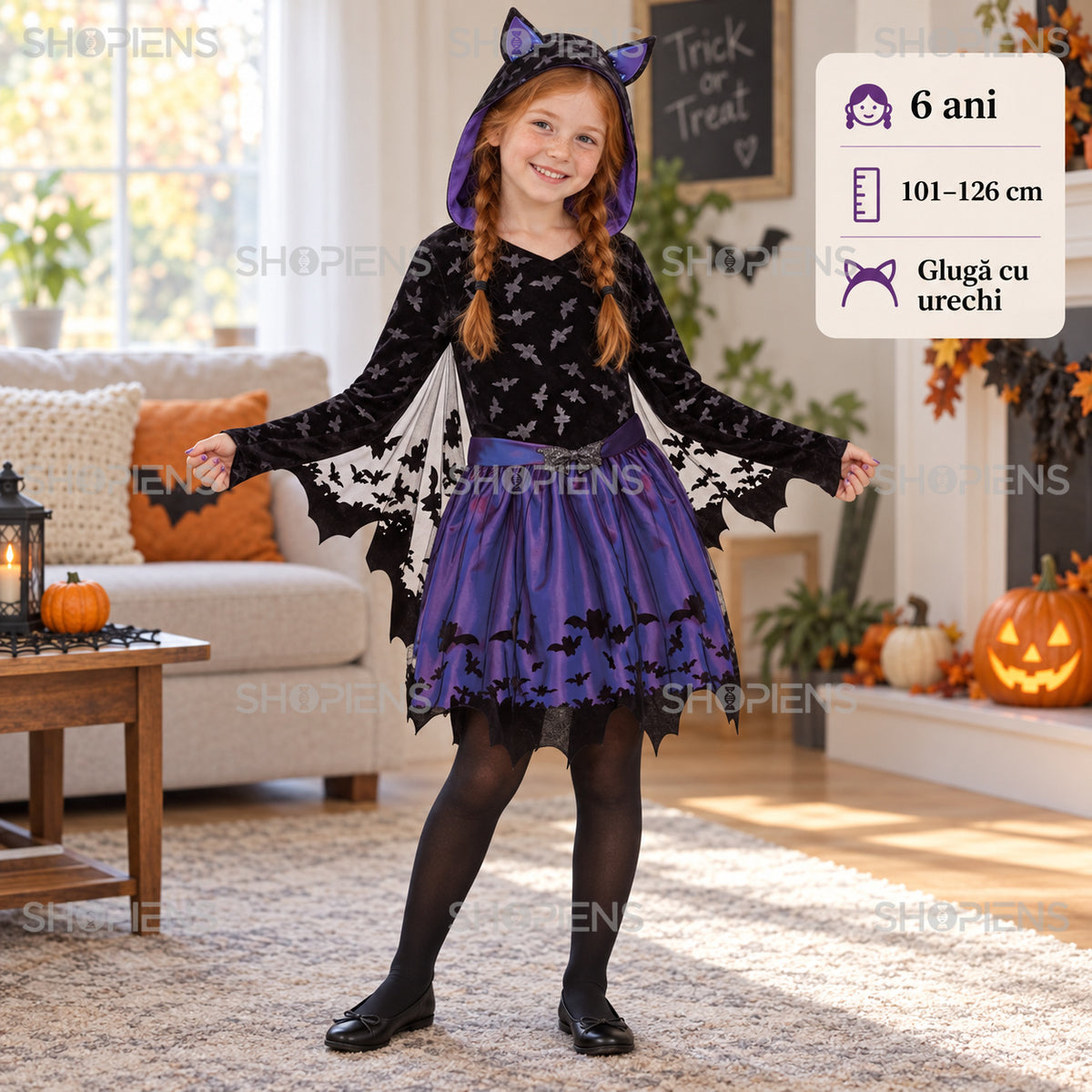 Costum Liliac Cu Glugă, 6 Ani
