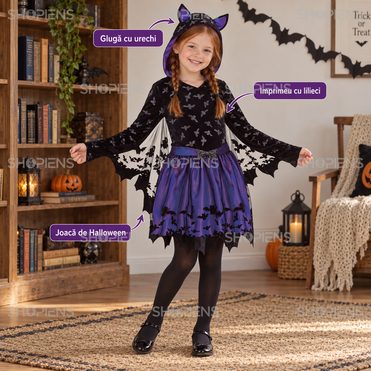 Costum Liliac Cu Glugă, 6 Ani