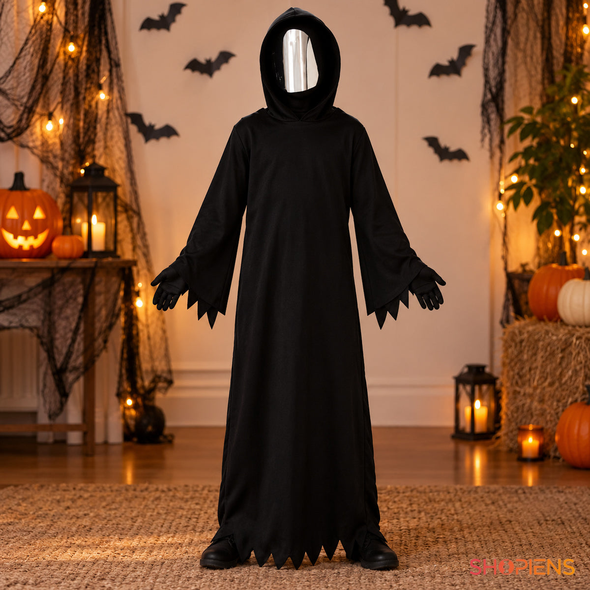 Costum Negru Cu Mască Oglindă, 12 Ani