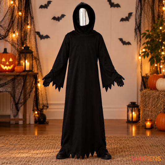 Costum Negru Cu Mască Oglindă, 12 Ani
