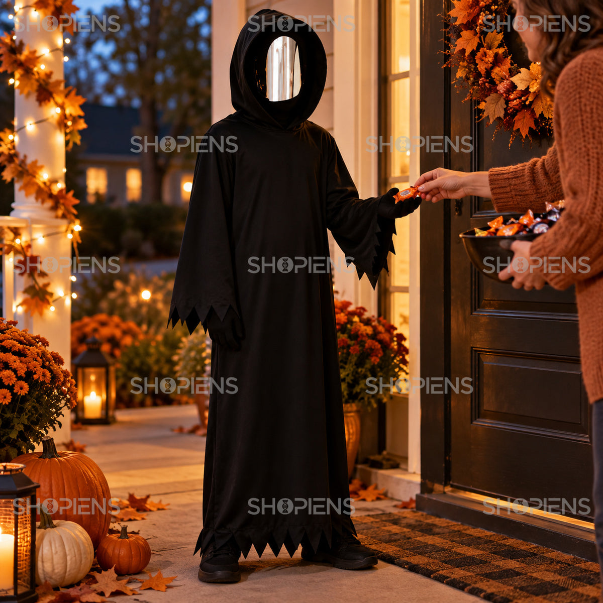 Costum Negru Cu Mască Oglindă, 12 Ani