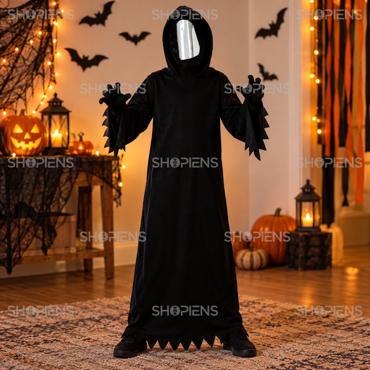 Costum Negru Cu Mască Oglindă, 12 Ani