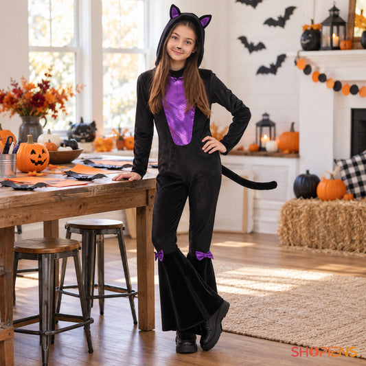 Costum Halloween Pisică Cu Coadă, 14 Ani