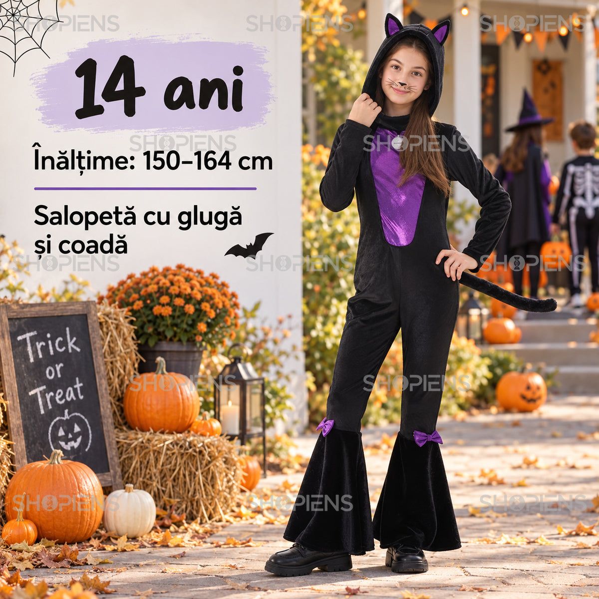 Costum Halloween Pisică Cu Coadă, 14 Ani