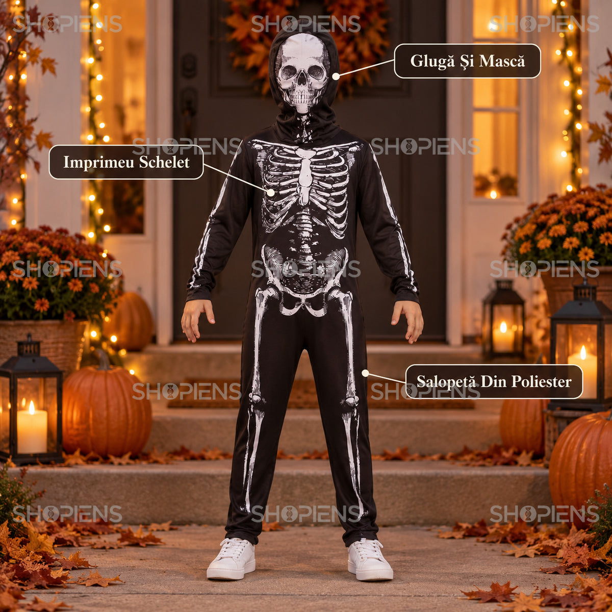 Costum Schelet Cu Glugă, 6 Ani