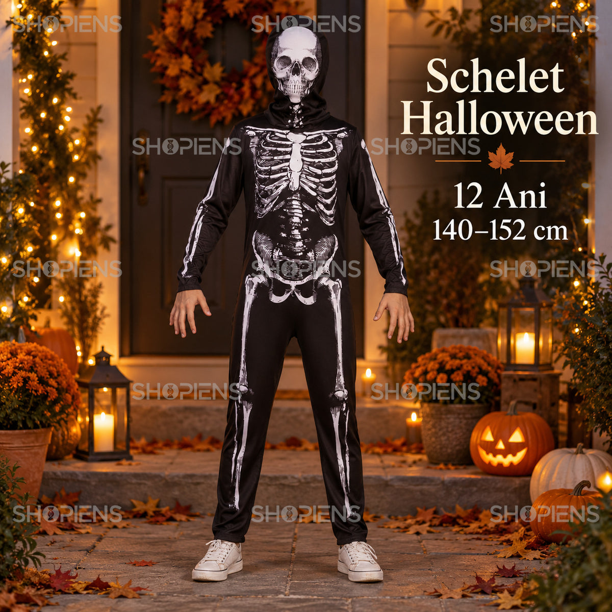 Salopetă Schelet De Halloween, 12 Ani