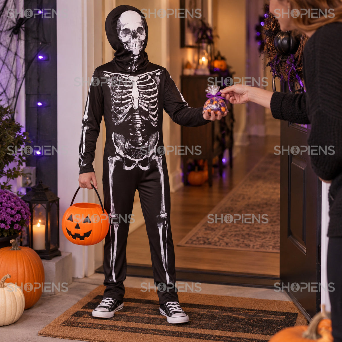 Salopetă Schelet De Halloween, 12 Ani