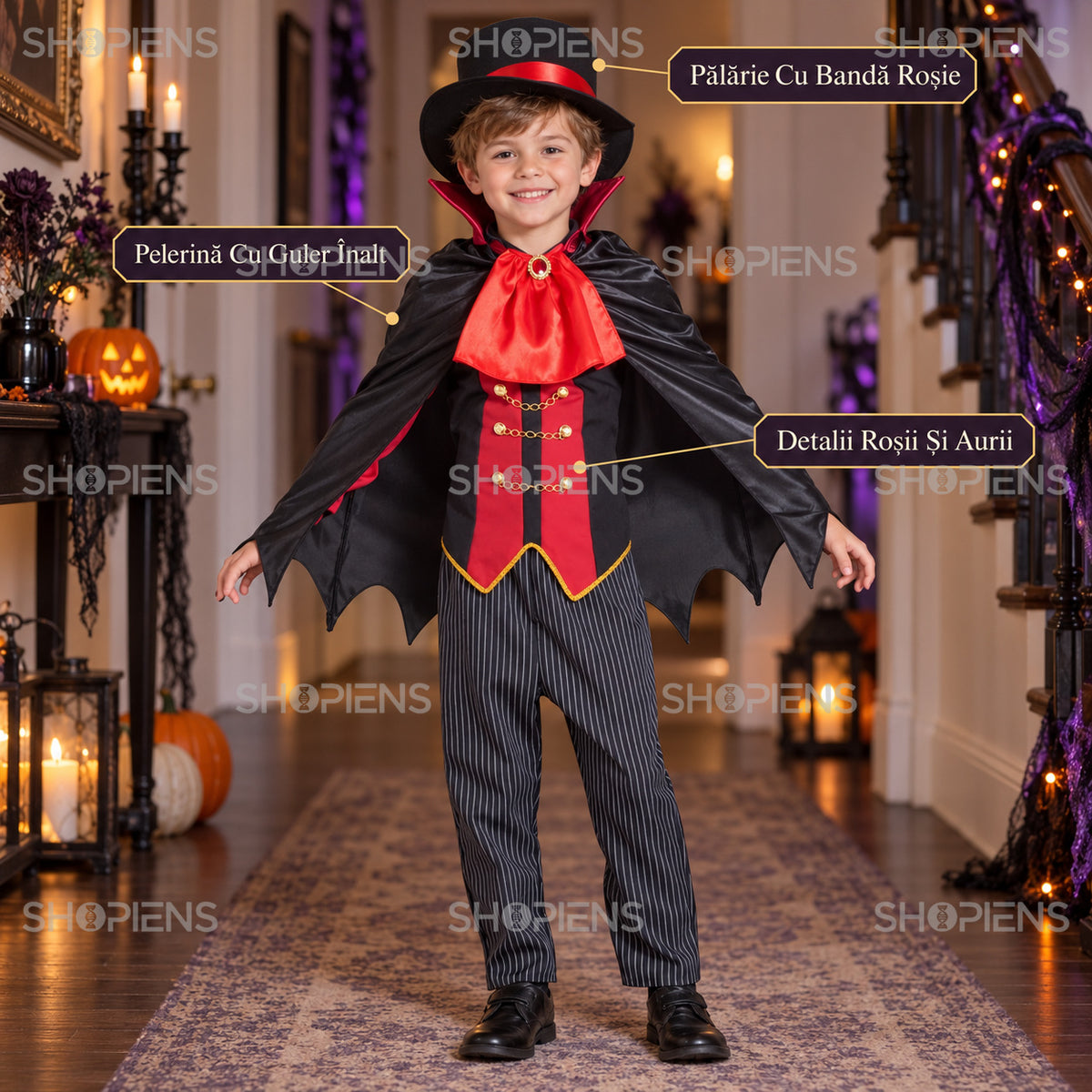 Costum Vampir Cu Pelerină, 6 Ani