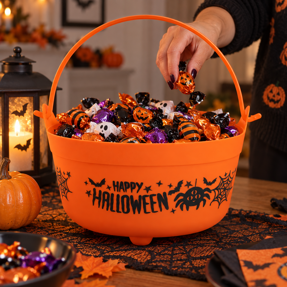 Cosulet Portocaliu Cu Maner Happy Halloween - in folosinta 2 - Shopiens