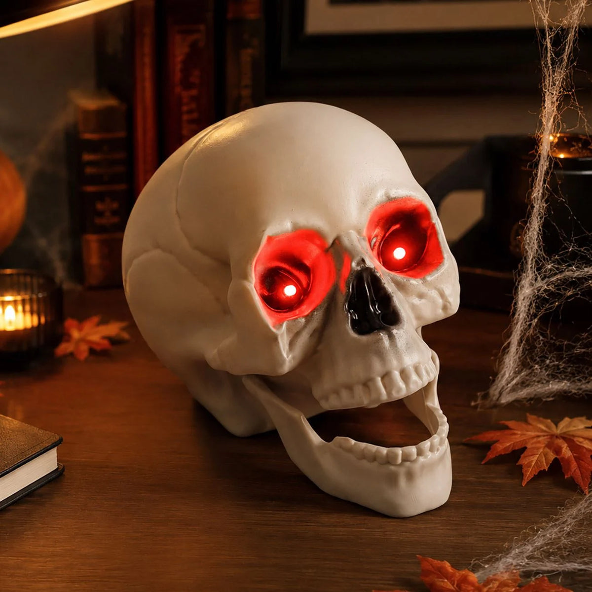 Craniu Cu Ochi Rosii LED Pentru Halloween, 19 X 13 X 16 Cm - Shopiens