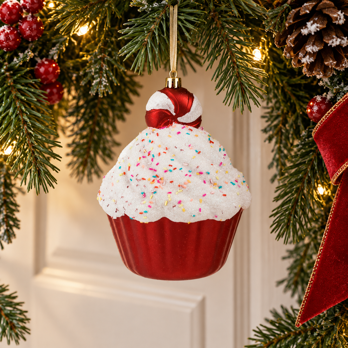 Cupcake Candy Cu Glitter, Ornament De Brad, 17 Cm - in folosinta 2 - Shopiens