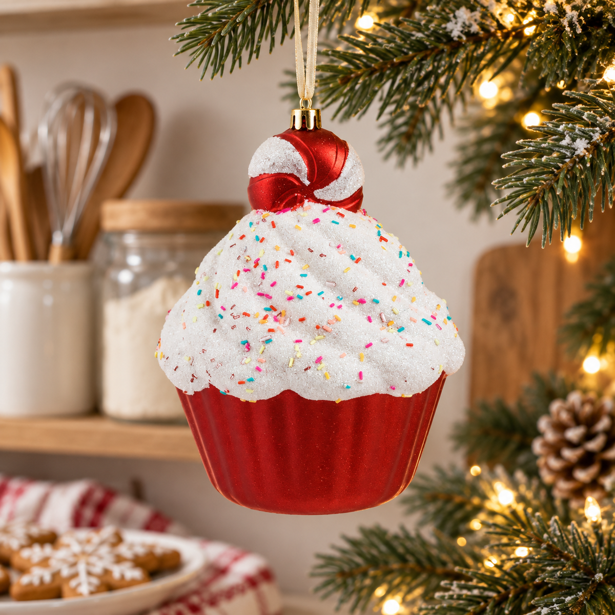 Cupcake Candy Cu Glitter, Ornament De Brad, 17 Cm - lifestyle principala - Shopiens
