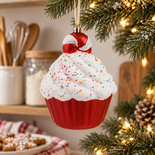 Cupcake Candy Cu Glitter, Ornament De Brad, 17 Cm - lifestyle principala - Shopiens