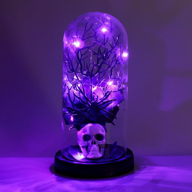 Cupola Horror Cu Craniu Si Lumina Mov, 20 Cm - Shopiens