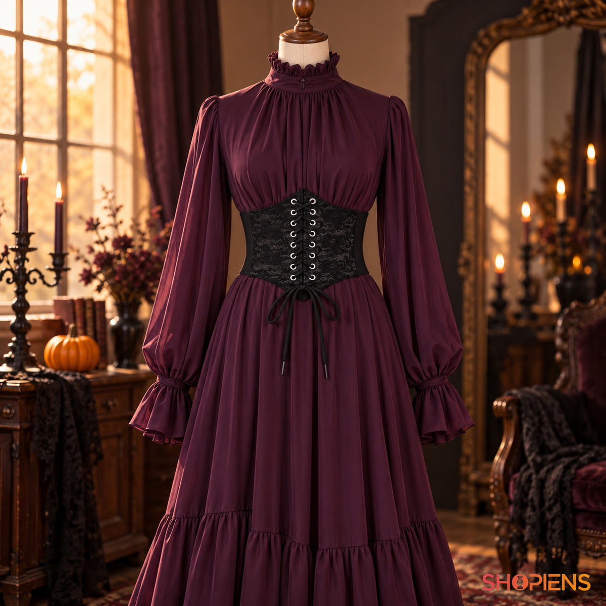 Curea Corset Gotică Cu Dantelă