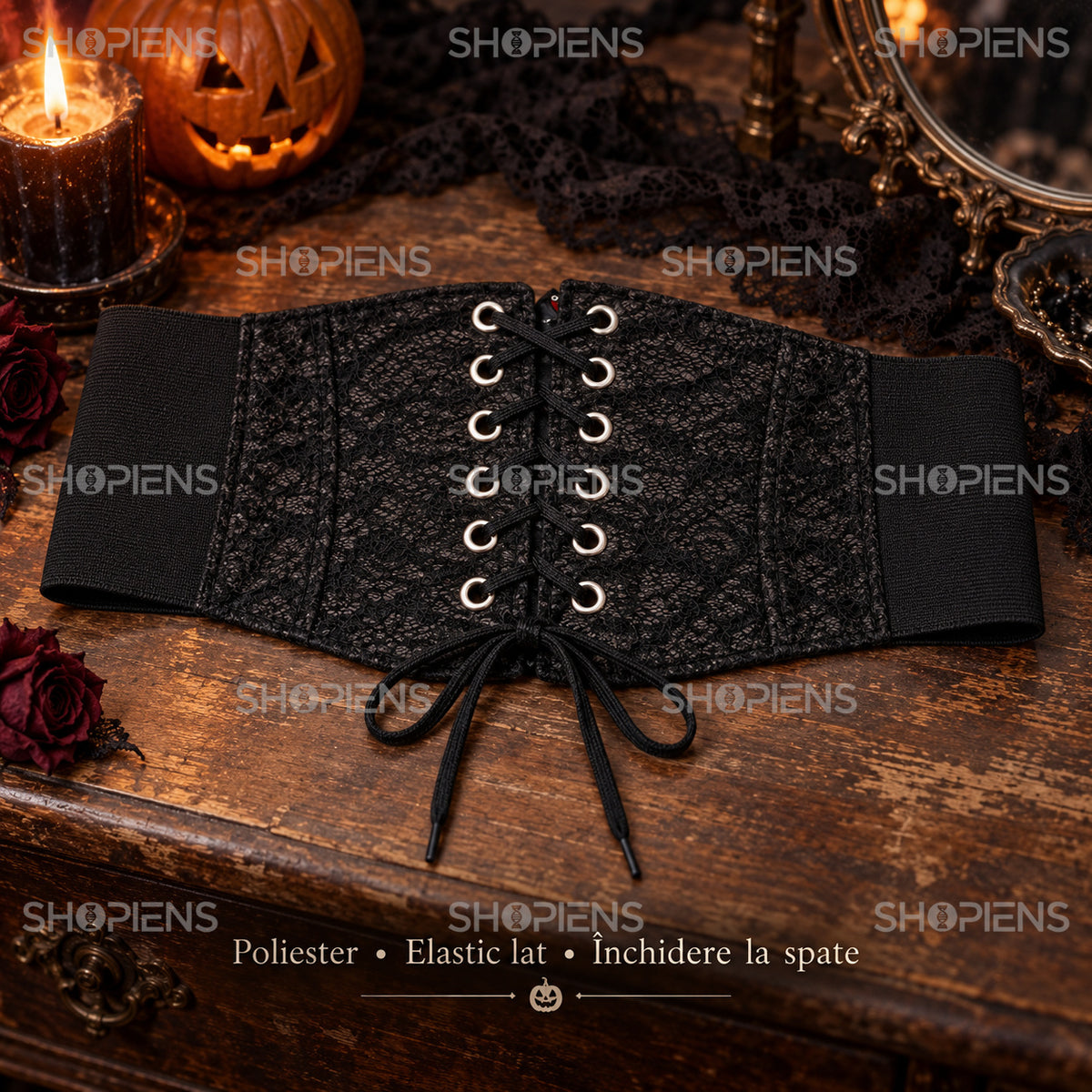 Curea Corset Gotică Cu Dantelă
