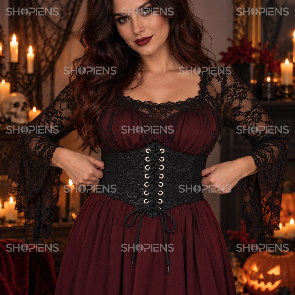 Curea Corset Gotică Cu Dantelă