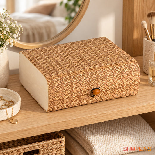 Cutie decorativă împletită cu capac, 24 cm