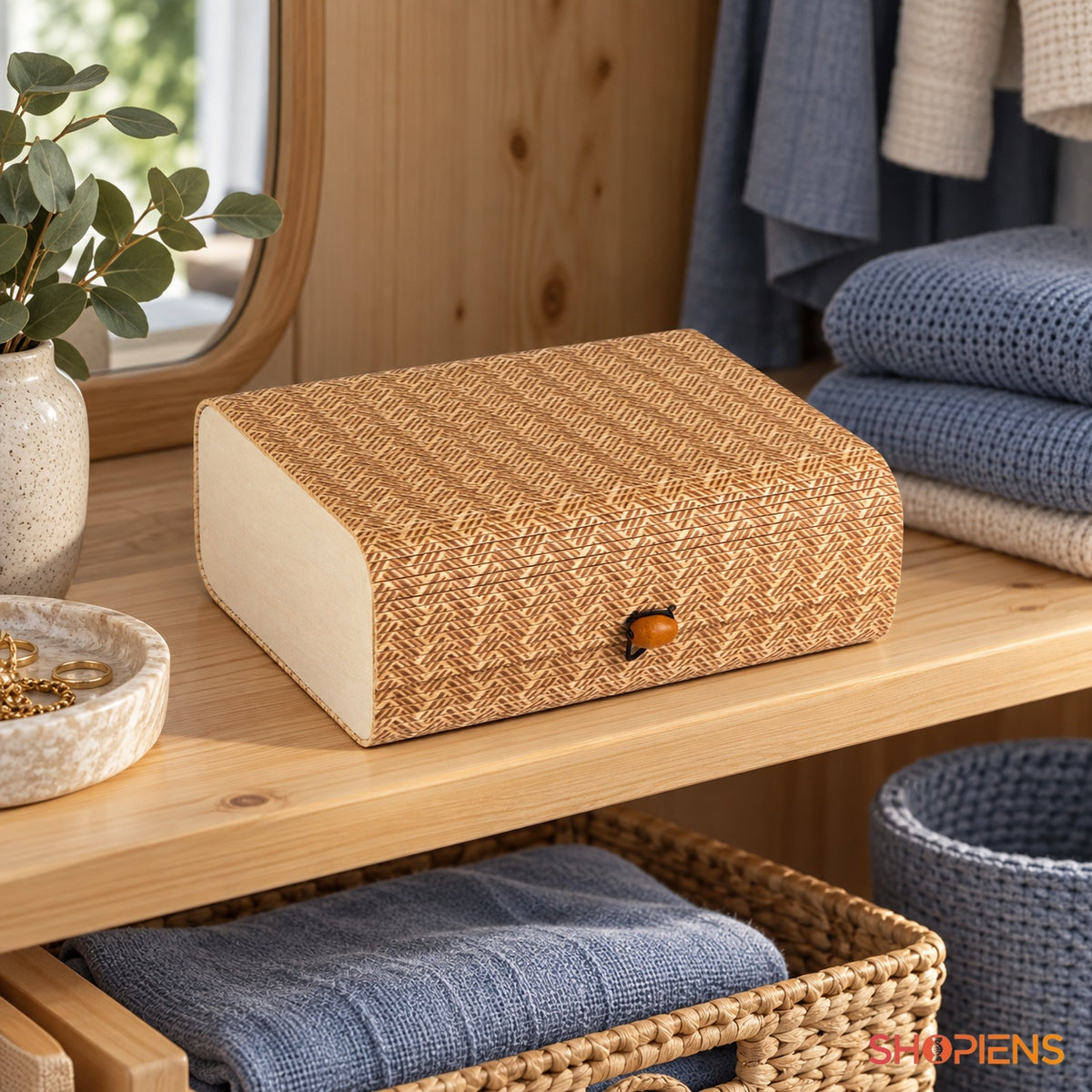 Cutie din bambus cu desen geometric