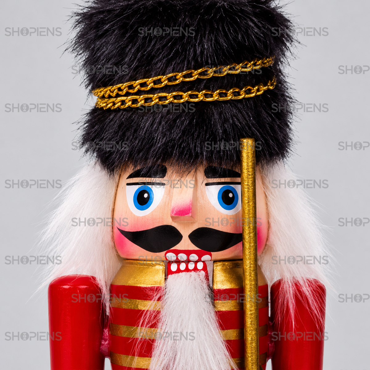Soldățel roșu și albastru cu căciulă neagră, 20 cm