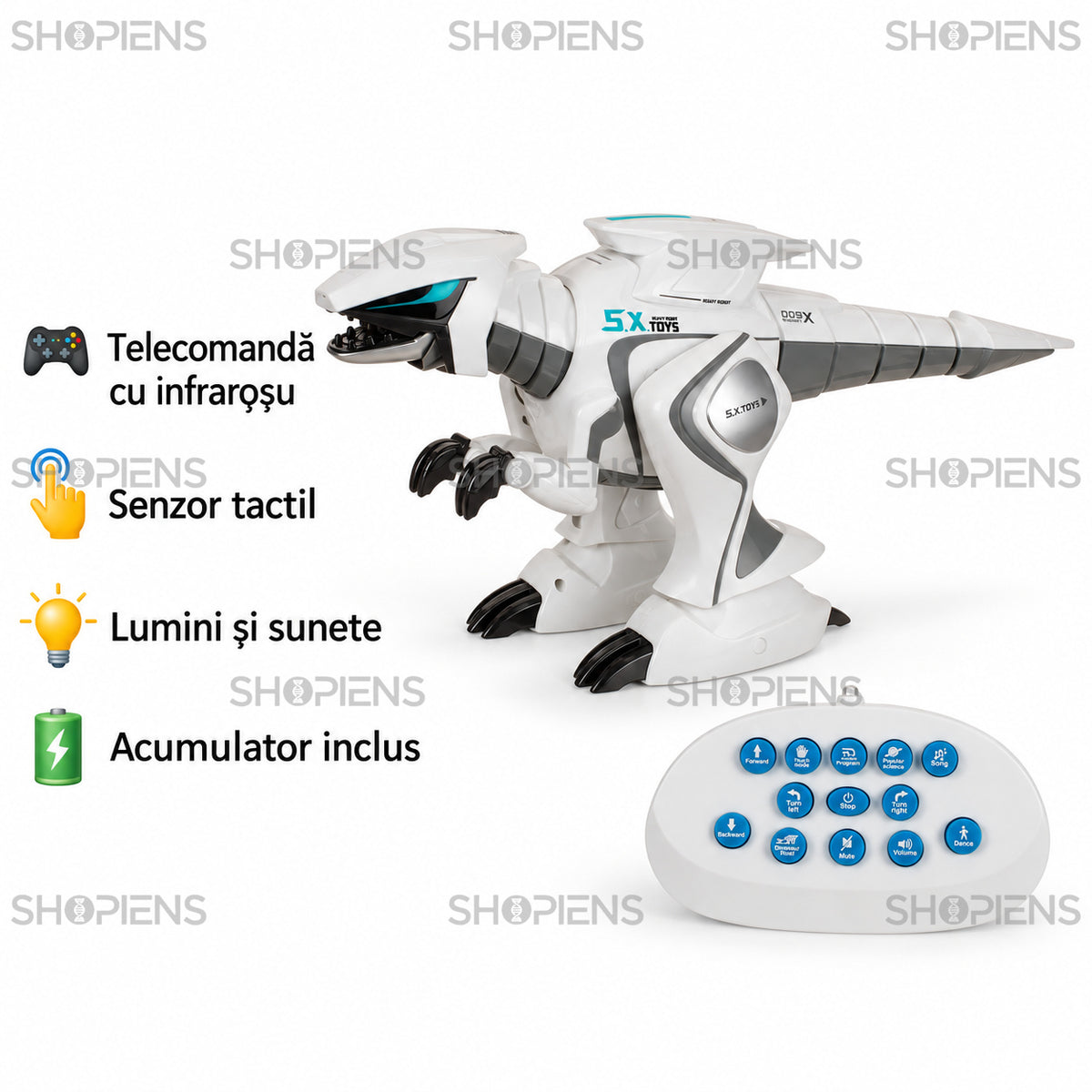 Dinozaur robot cu telecomandă și senzor tactil | Shopiens