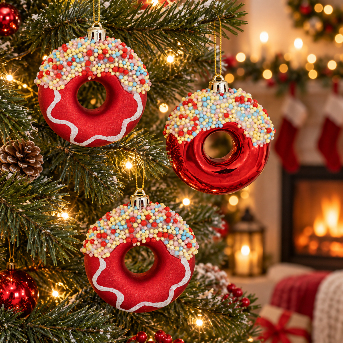 Donuts Festivi, Set 3 Ornamente Pentru Brad, 8 Cm - in folosinta 1 - Shopiens