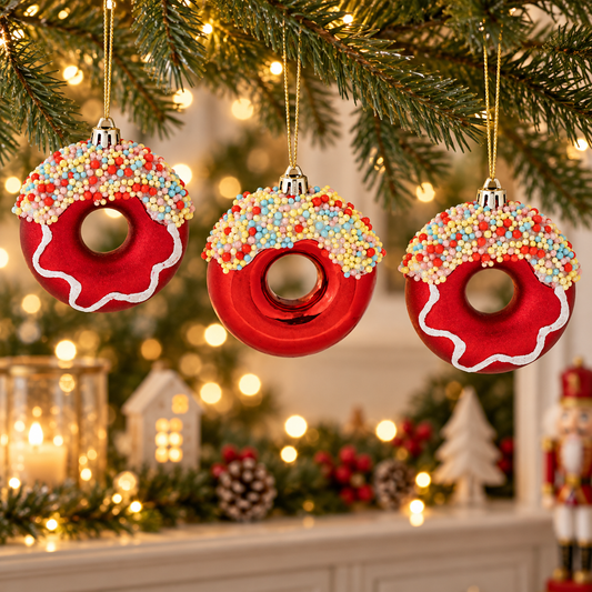 Donuts Festivi, Set 3 Ornamente Pentru Brad, 8 Cm - lifestyle principala - Shopiens