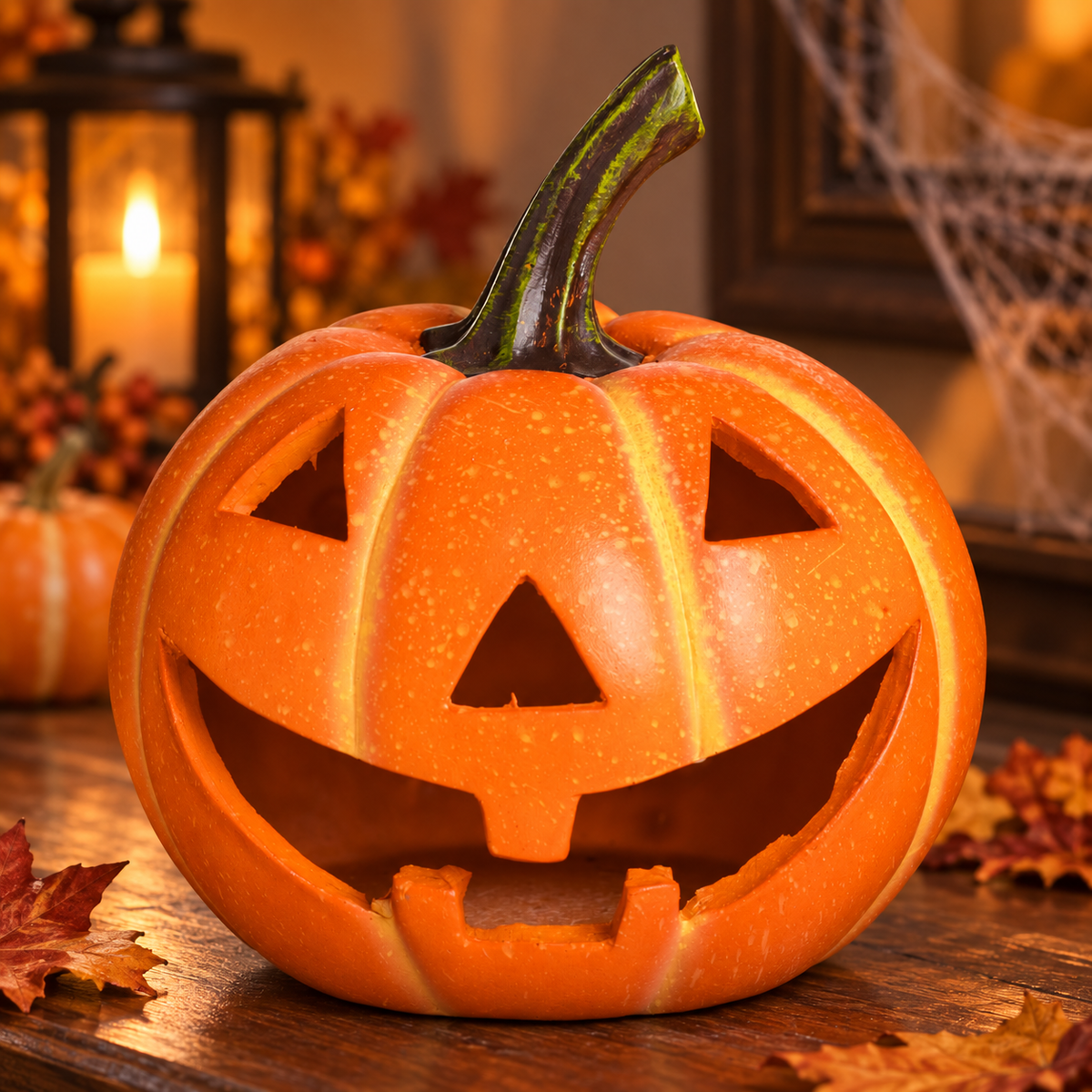 Dovleac Cu Chip Sculptat Din Polirasina, Halloween 27 Cm - Shopiens