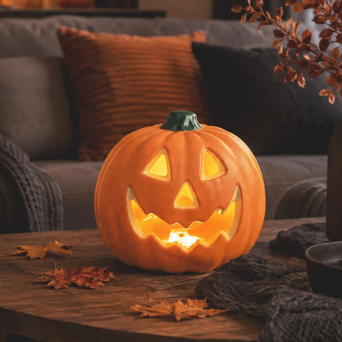 Dovleac Cu Sunete Infricosatoare Si LED, Halloween 21 Cm - Shopiens