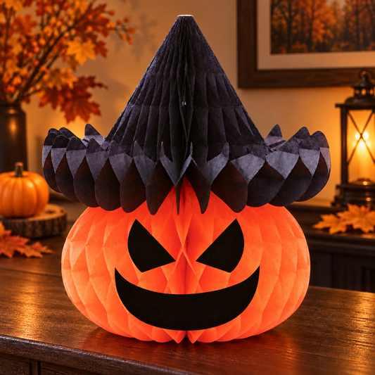 Dovleac Din Hartie Cu Palarie Neagra, Halloween 27 Cm - Shopiens