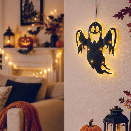 Fantoma Din Metal Cu Iluminare LED, Decor Suspendabil 22 X 23 Cm - Shopiens