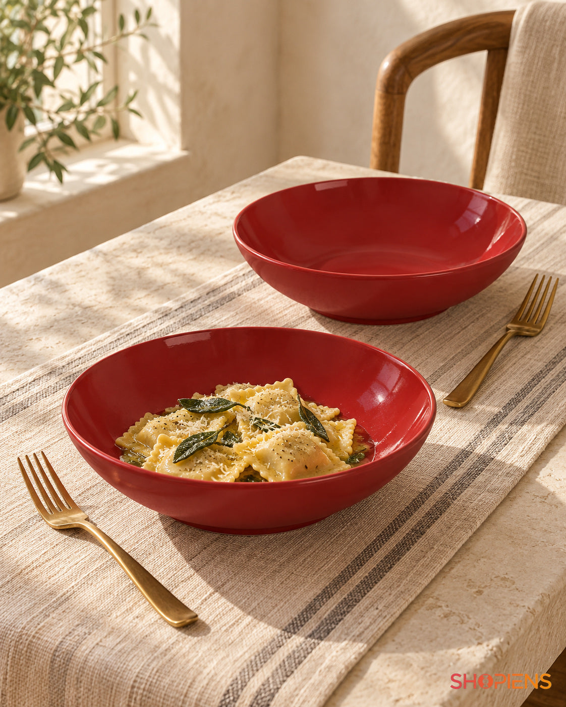 Set de 2 farfurii adânci roșii, 20 cm