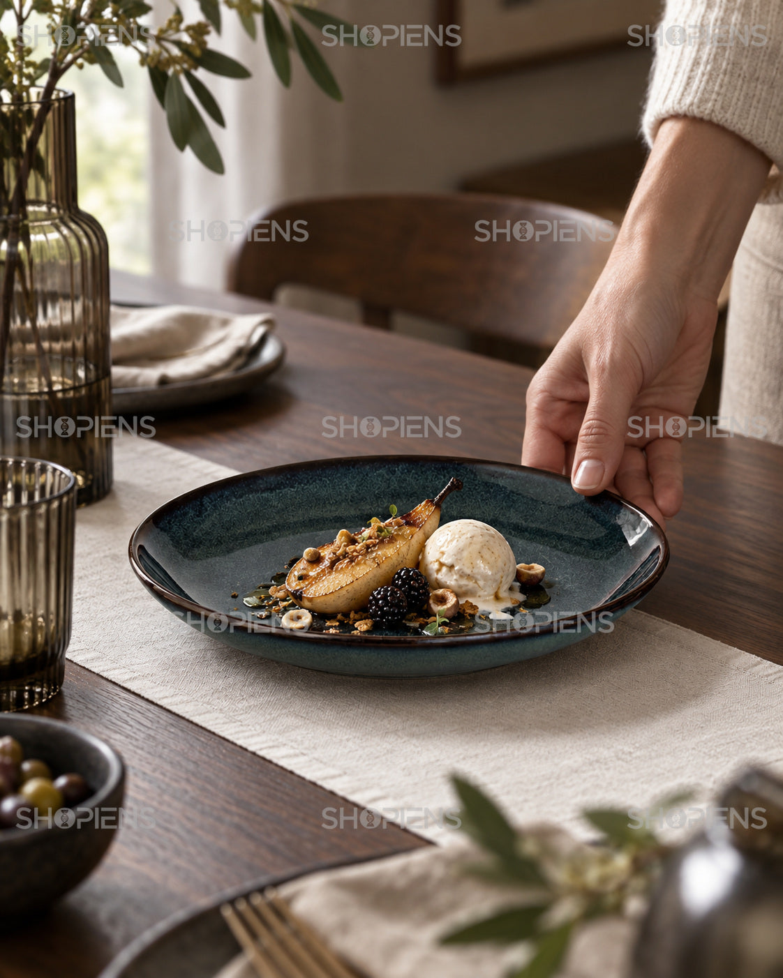 4 farfurii ceramice pentru desert, 20,5 cm
