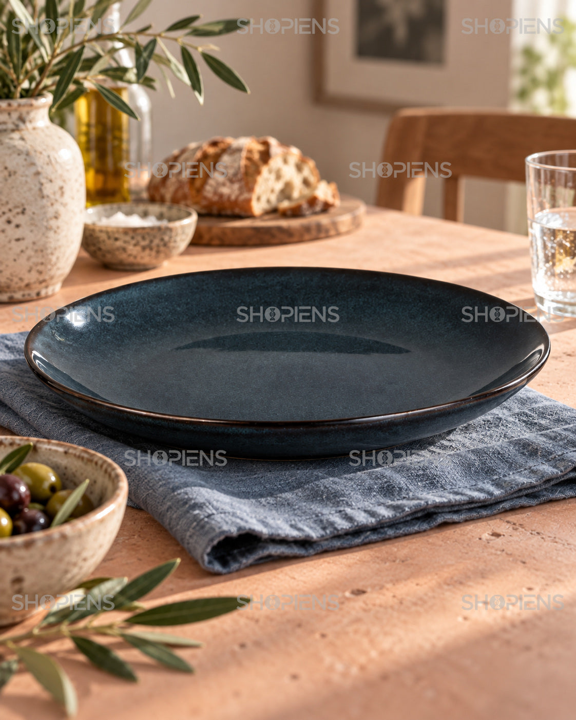 Set de 2 farfurii albastru-negru, 26,5 cm