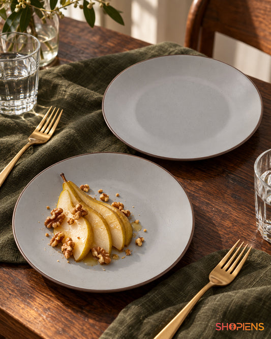 Set de 2 farfurii gri pentru desert, 21 cm