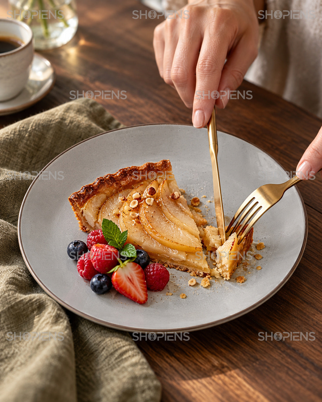 Set de 2 farfurii gri pentru desert, 21 cm