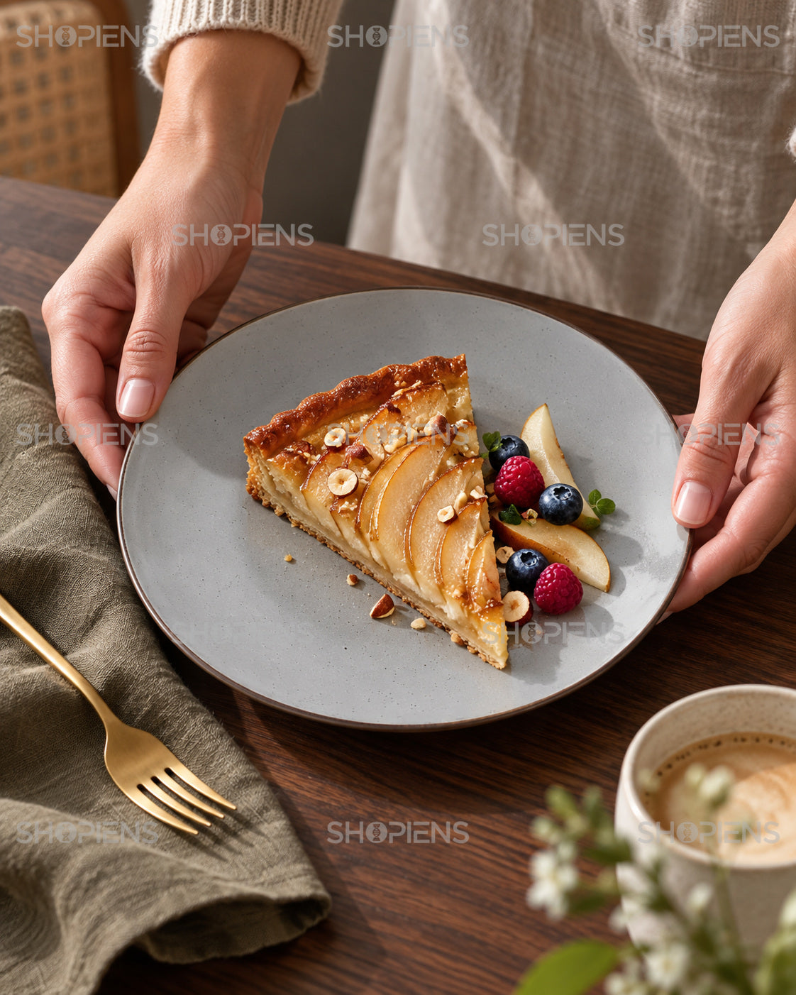 Set de 2 farfurii gri pentru desert, 21 cm