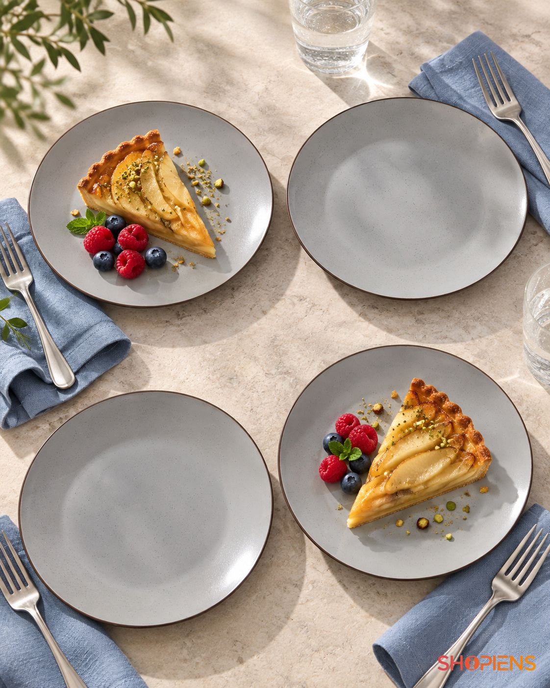 4 farfurii ceramice gri pentru gustări, 21 cm