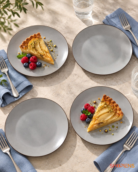4 farfurii ceramice gri pentru gustări, 21 cm